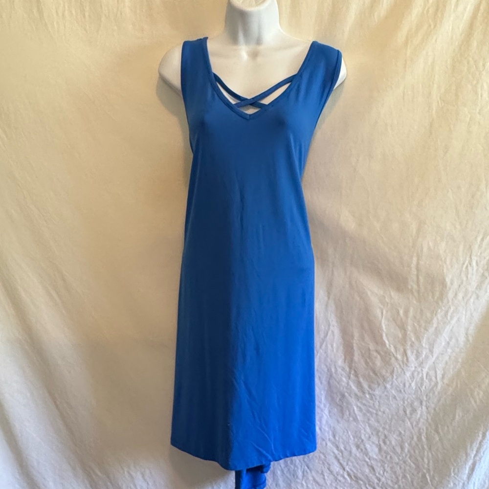 E-106 New Directions Blue Sleeveless MIDI Summer Dress Size XL